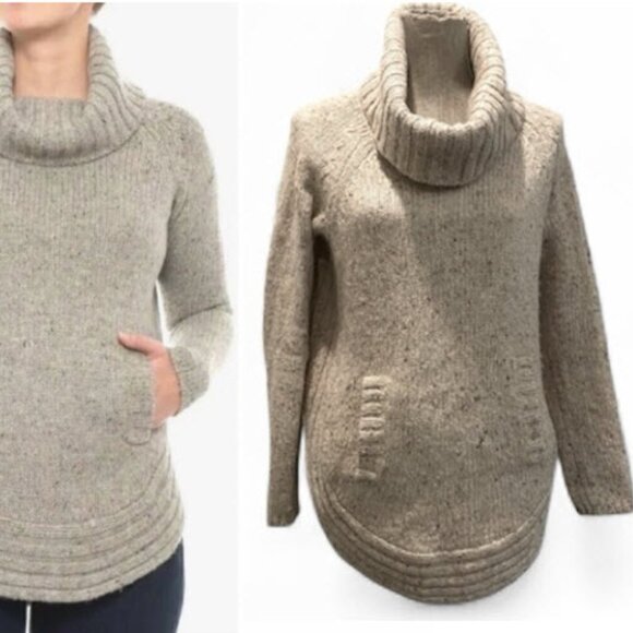 Cynthia Rowley Heathered Grey Cowl Neck Wool Sweater Size Medium Cozy Knit - Picture 1 of 15